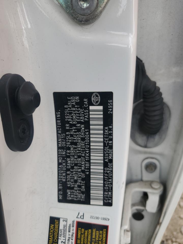 2015 Toyota Camry Le VIN: 4T1BF1FK4FU100041 Lot: 85348875