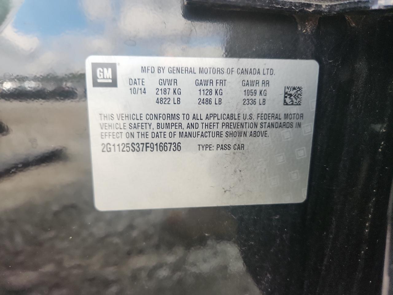 2015 Chevrolet Impala Lt VIN: 2G1125S37F9166736 Lot: 85173135