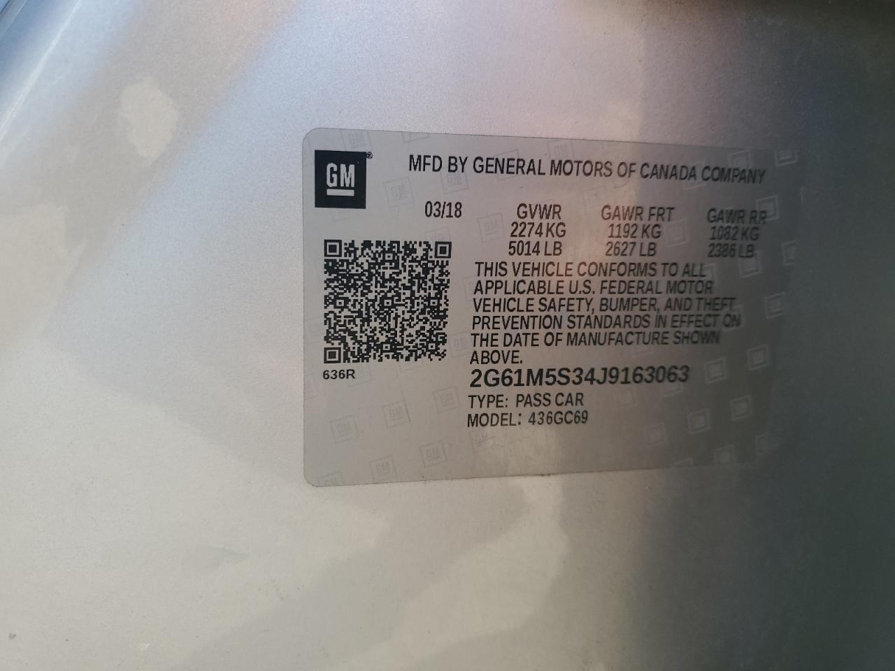 2018 Cadillac Xts Luxury VIN: 2G61M5S34J9163063 Lot: 82668075