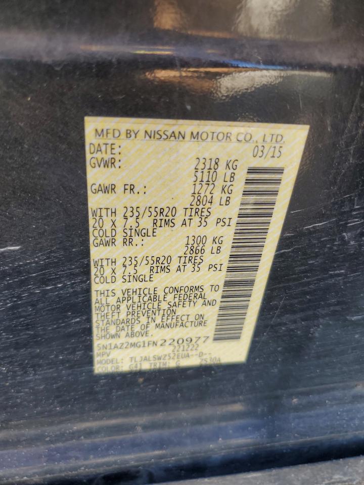 2015 Nissan Murano S VIN: 5N1AZ2MG1FN220977 Lot: 86637275