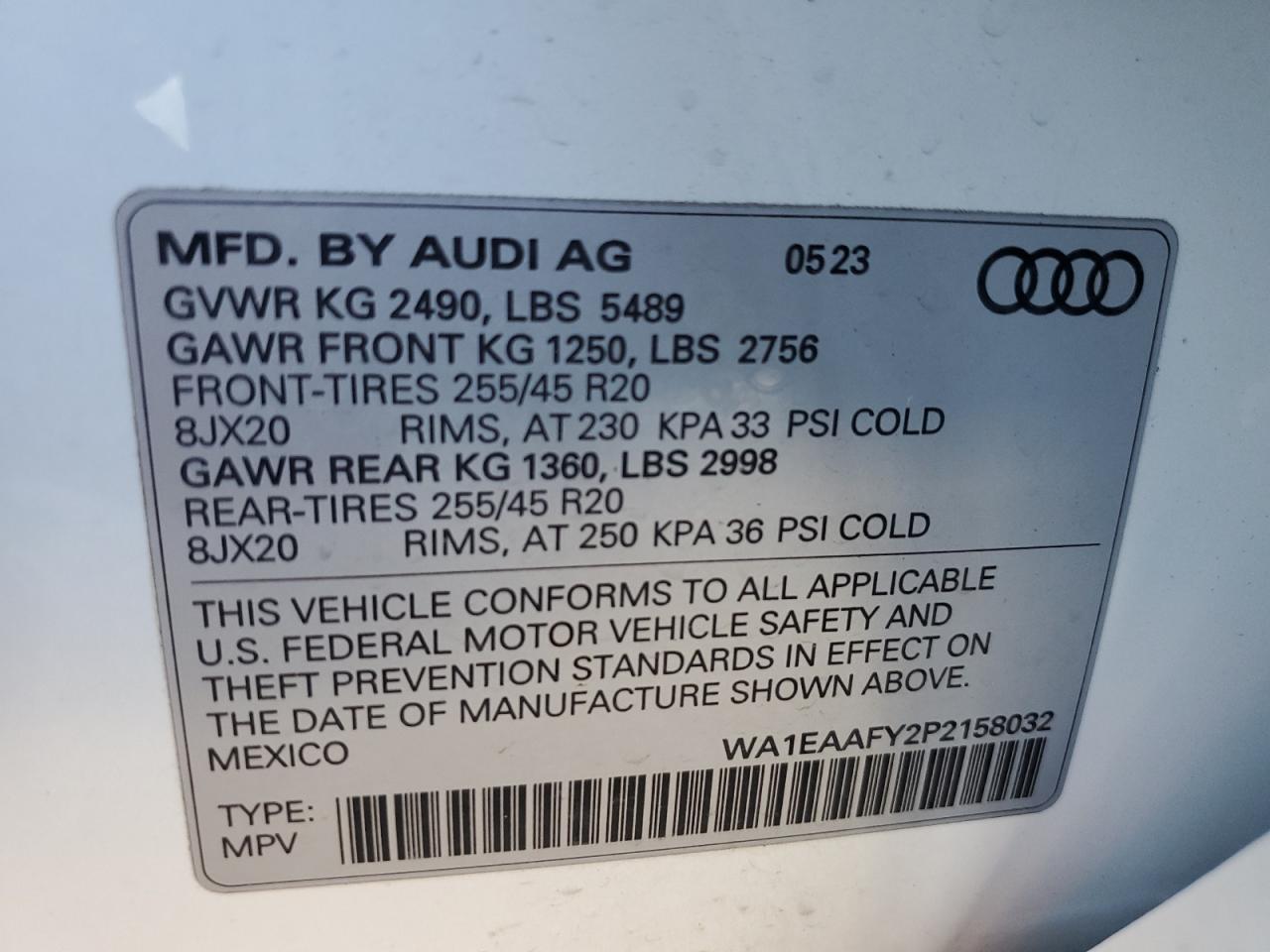 2023 Audi Q5 Premium Plus 45 VIN: WA1EAAFY2P2158032 Lot: 89933195