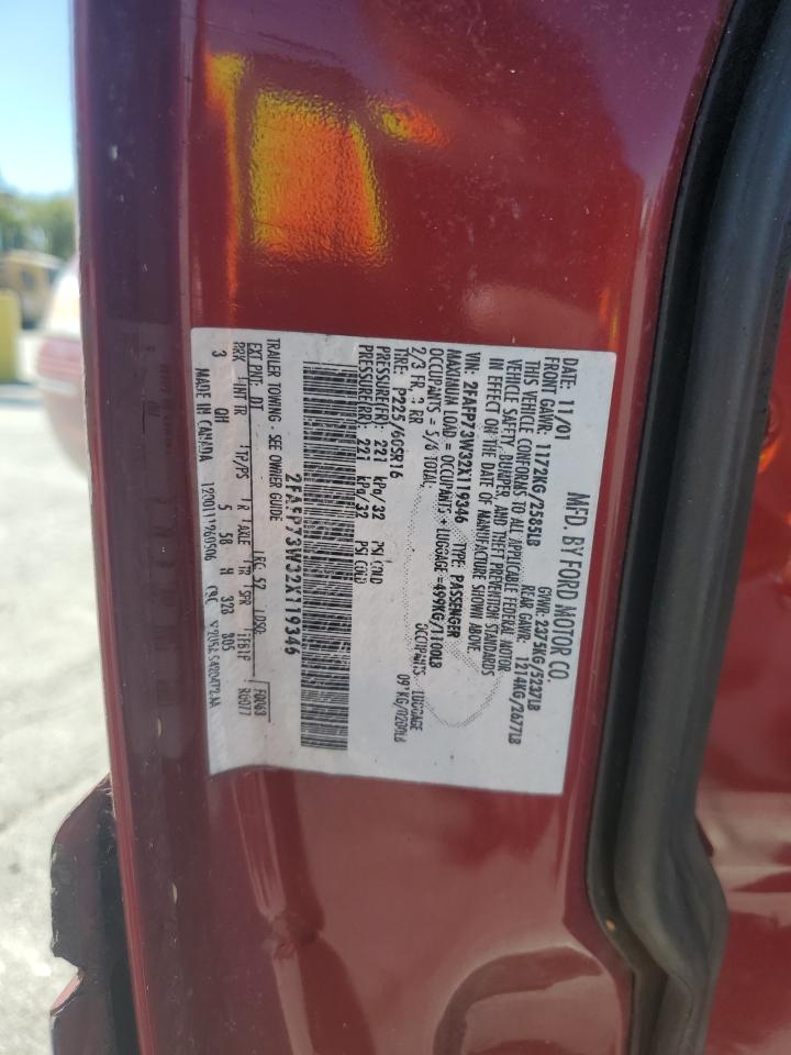 2002 Ford Crown Victoria VIN: 2FAFP73W32X119346 Lot: 87088265