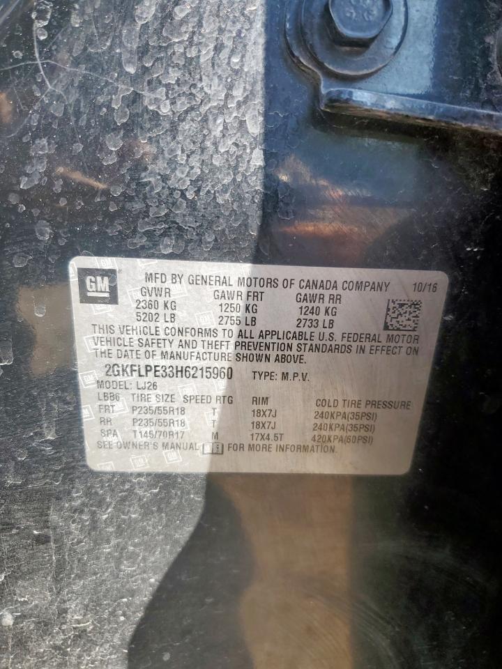 2017 GMC Terrain Slt VIN: 2GKFLPE33H6215960 Lot: 85425045