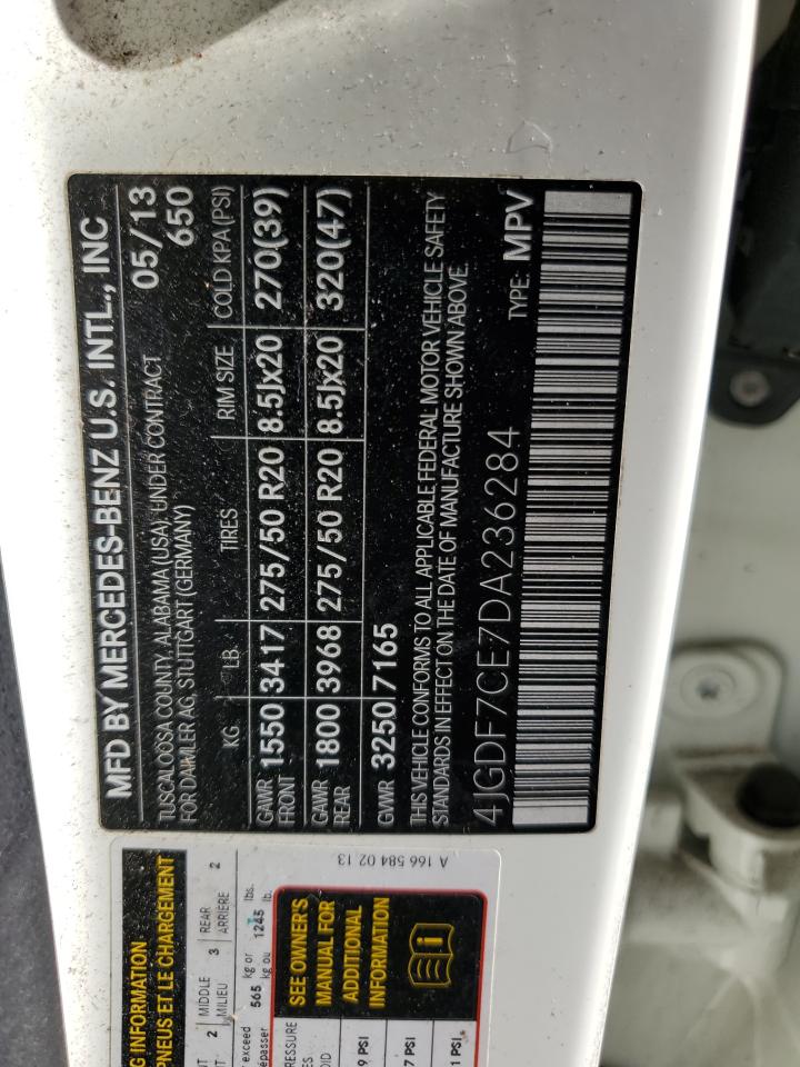 2013 Mercedes-Benz Gl 450 4Matic VIN: 4JGDF7CE7DA236284 Lot: 90398295