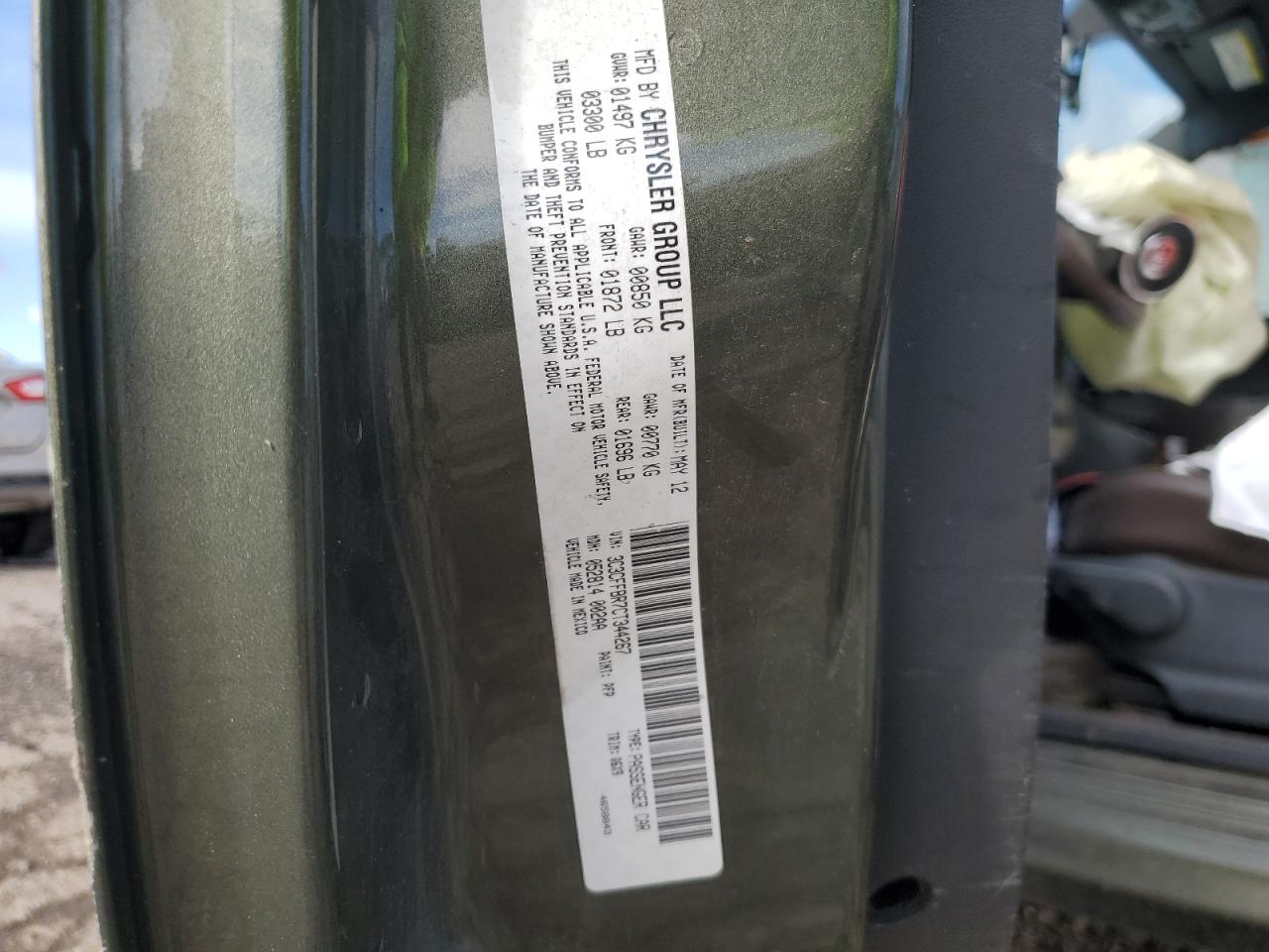 2012 Fiat 500 Sport VIN: 3C3CFFBR7CT344267 Lot: 90710075