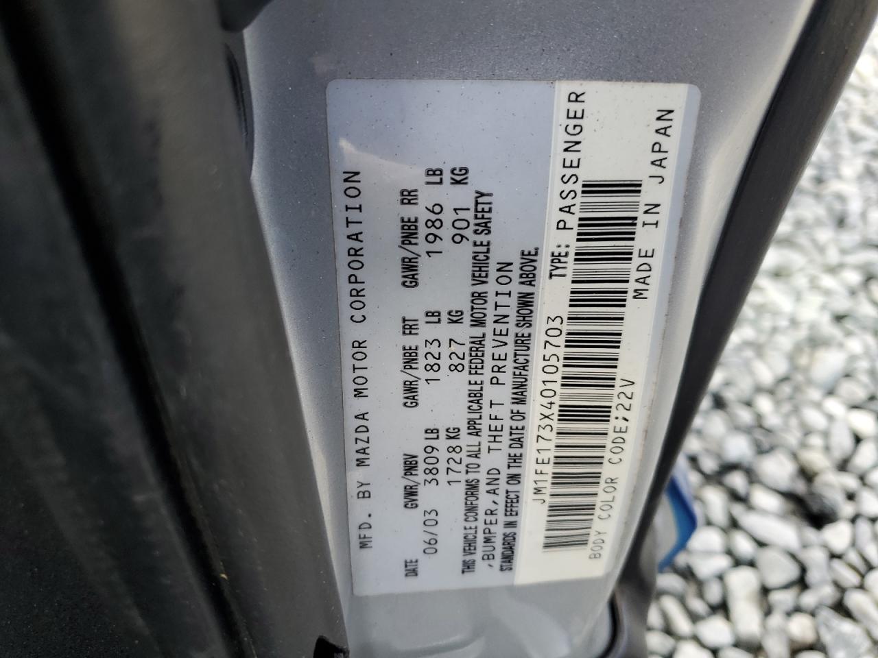 2004 Mazda Rx8 VIN: JM1FE173X40105703 Lot: 90820065