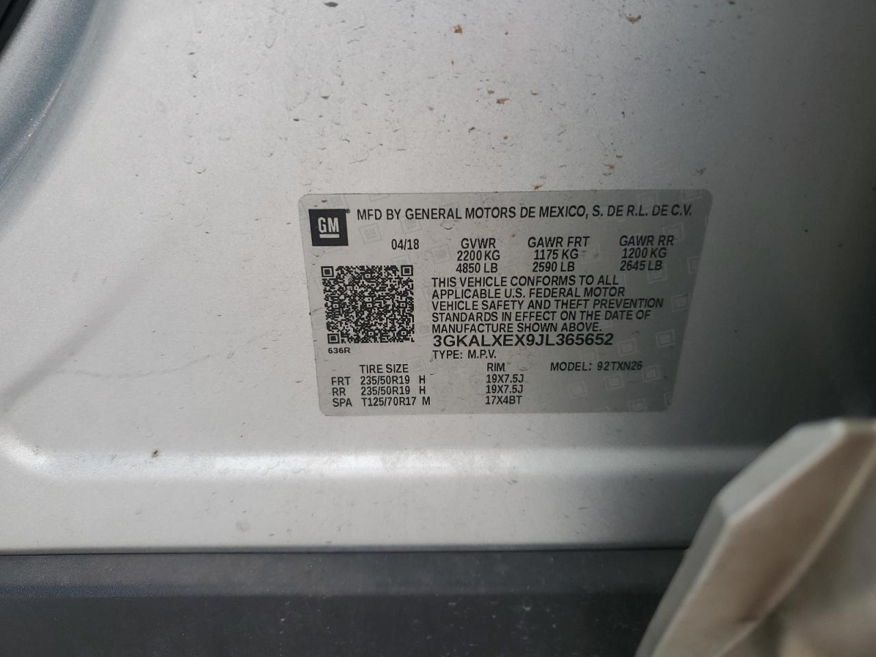 2018 GMC Terrain Denali VIN: 3GKALXEX9JL365652 Lot: 89905705