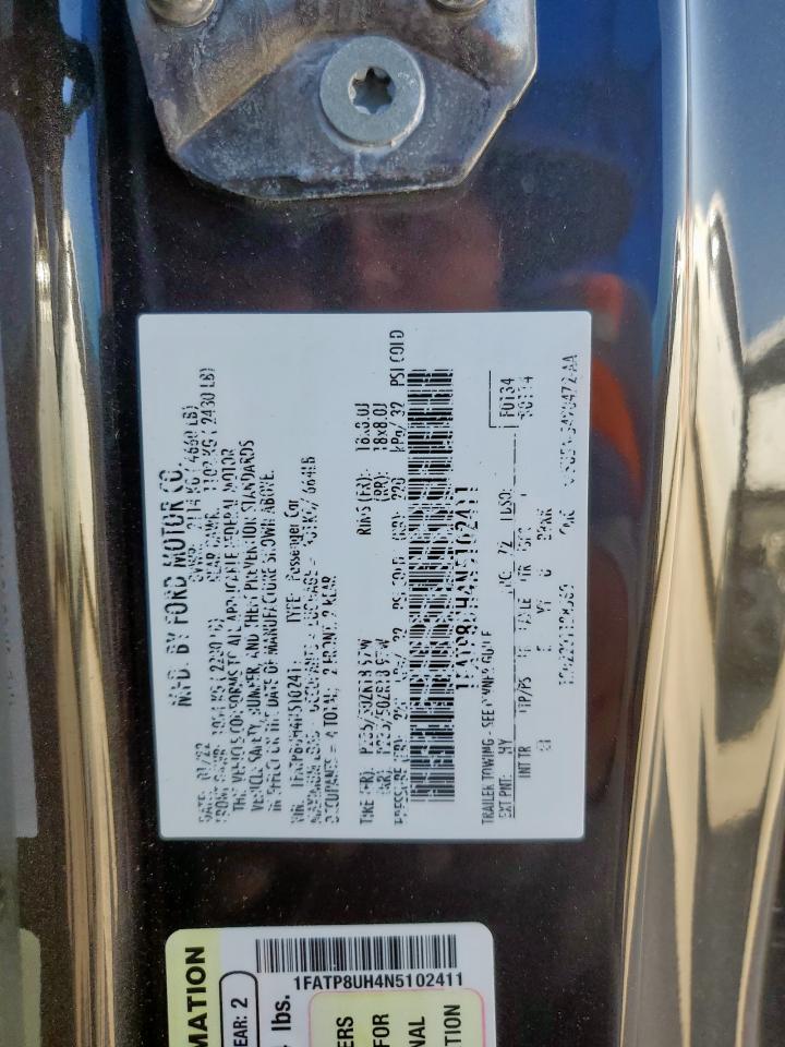 2022 Ford Mustang VIN: 1FATP8UH4N5102411 Lot: 86160465