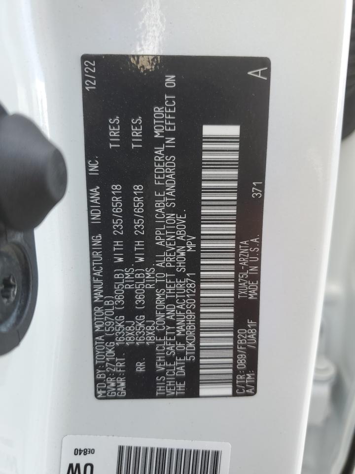 2023 Toyota Highlander L VIN: 5TDKDRBH9PS012871 Lot: 85944225