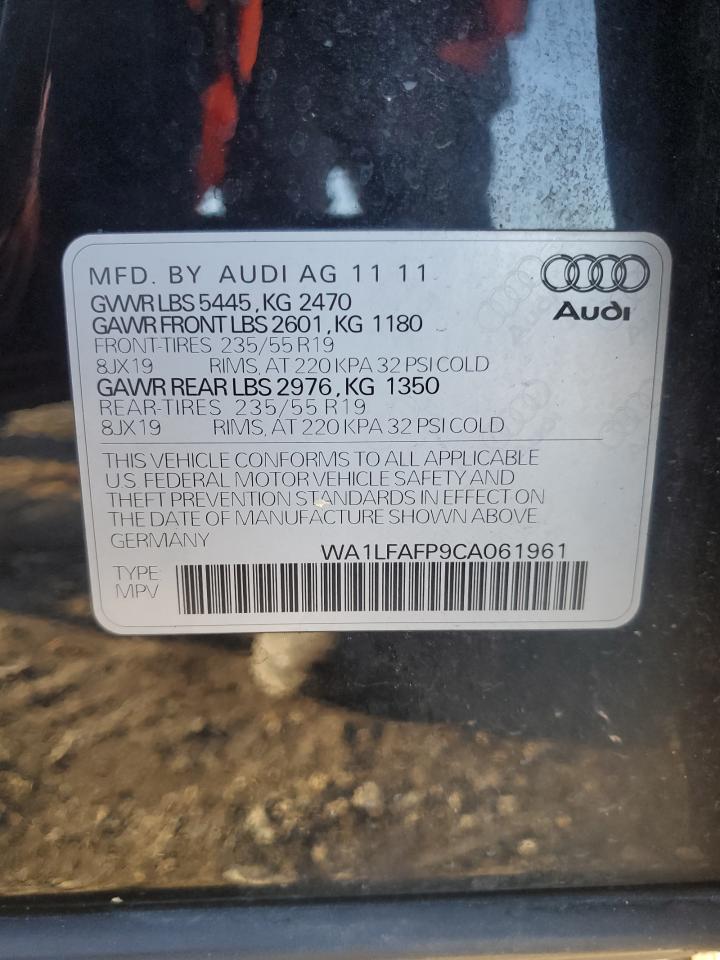 2012 Audi Q5 Premium Plus VIN: WA1LFAFP9CA061961 Lot: 85599965