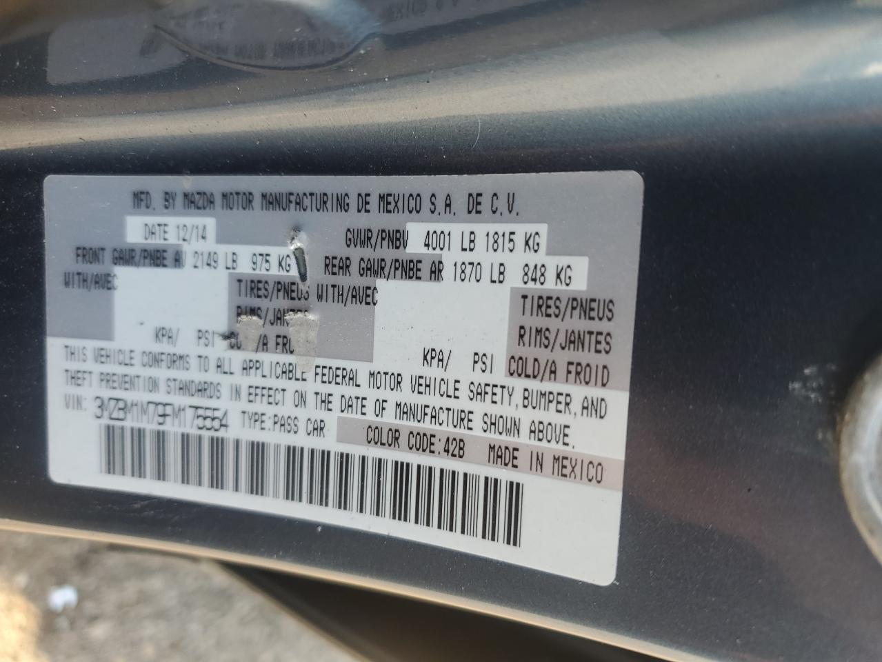 2015 Mazda 3 Grand Touring VIN: 3MZBM1M79FM175554 Lot: 90060535