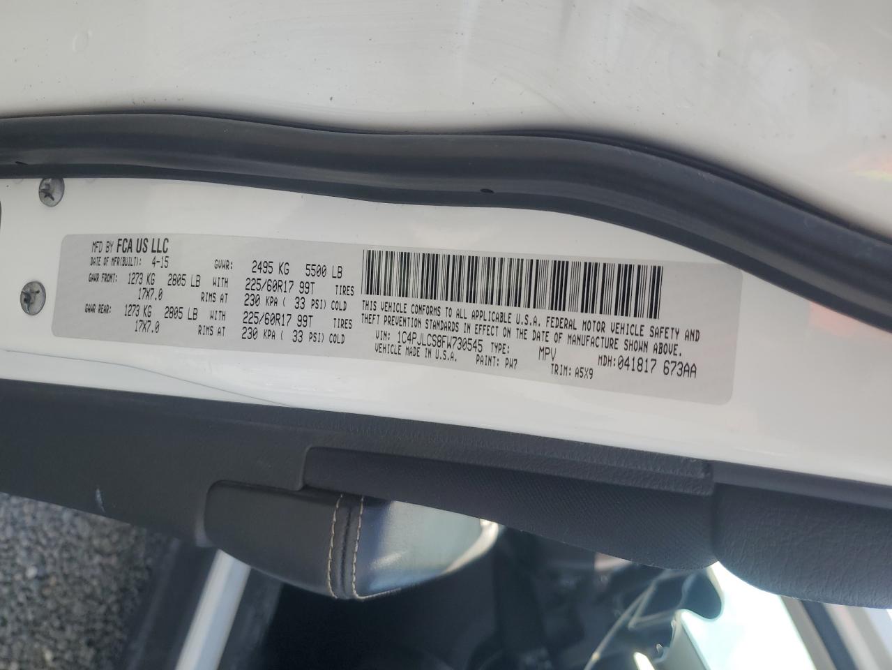 2015 Jeep Cherokee Latitude VIN: 1C4PJLCS8FW730545 Lot: 90337465