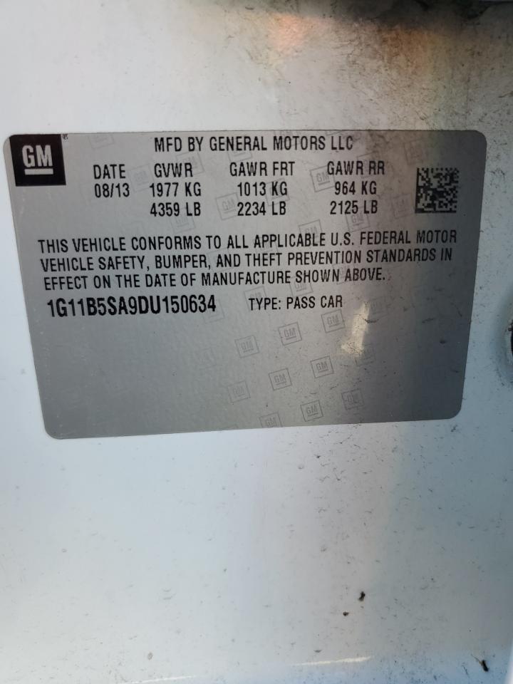 2013 Chevrolet Malibu Ls VIN: 1G11B5SA9DU150634 Lot: 81991795