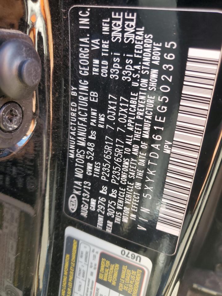 2014 Kia Sorento Lx VIN: 5XYKTDA61EG502365 Lot: 81936625