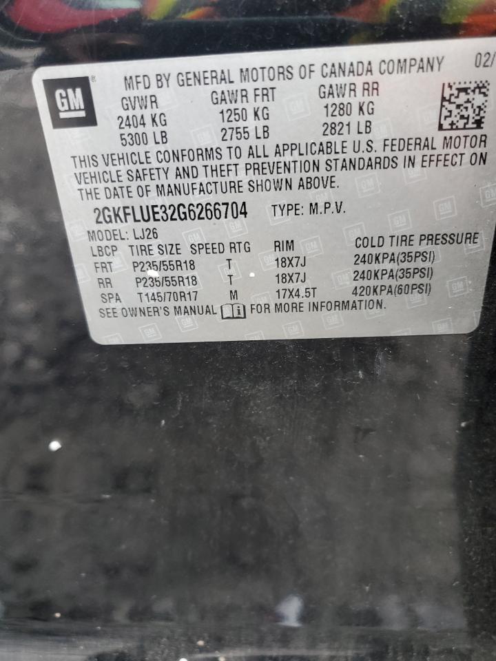 2016 GMC Terrain Slt VIN: 2GKFLUE32G6266704 Lot: 90317045