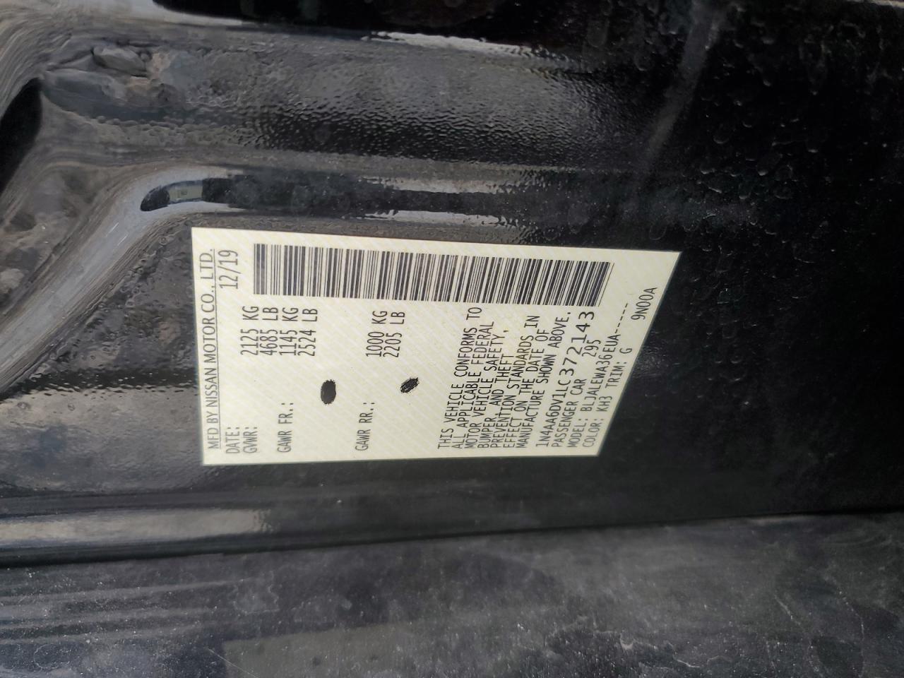 2020 Nissan Maxima Sl VIN: 1N4AA6DV1LC372143 Lot: 90733665