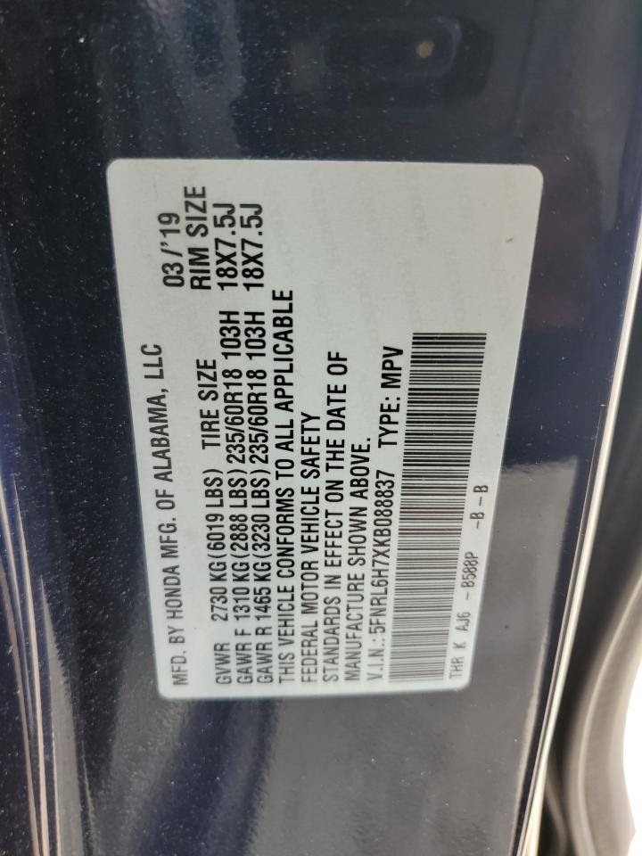 2019 Honda Odyssey Exl VIN: 5FNRL6H7XKB088837 Lot: 84773965