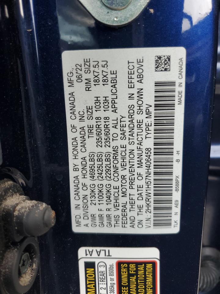 2022 Honda Cr-V Ex VIN: 2HKRW1H57NH406458 Lot: 86112255