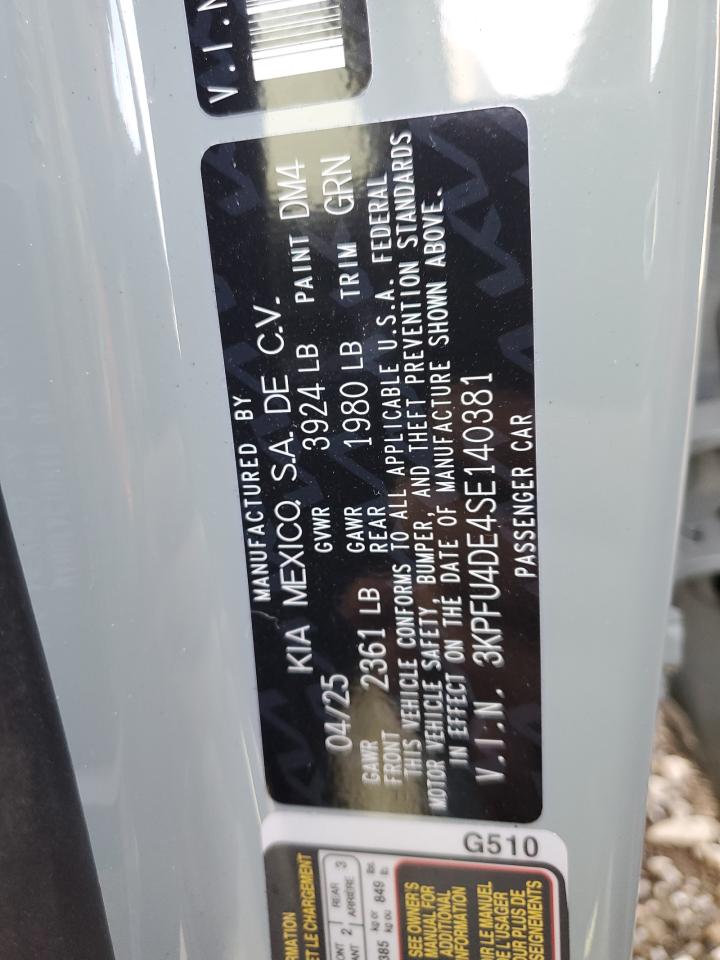 2025 Kia K4 Ex VIN: 3KPFU4DE4SE140381 Lot: 84818075