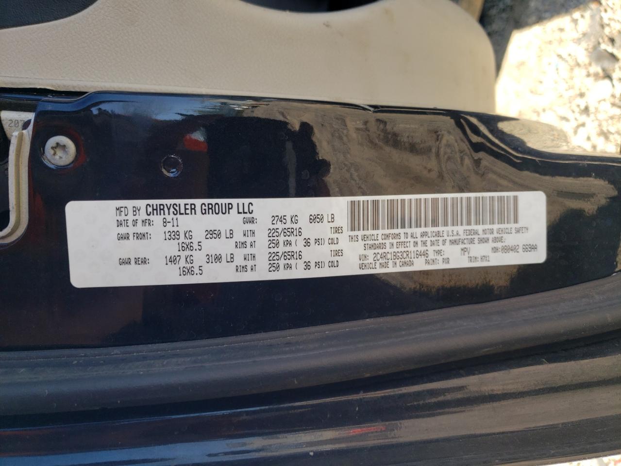 2012 Chrysler Town & Country Touring VIN: 2C4RC1BG3CR116446 Lot: 81978475