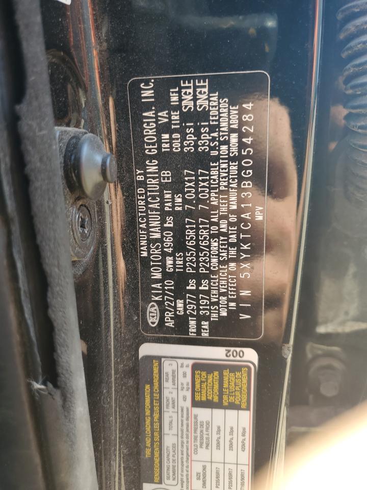 2011 Kia Sorento Base VIN: 5XYKTCA13BG054284 Lot: 85161865