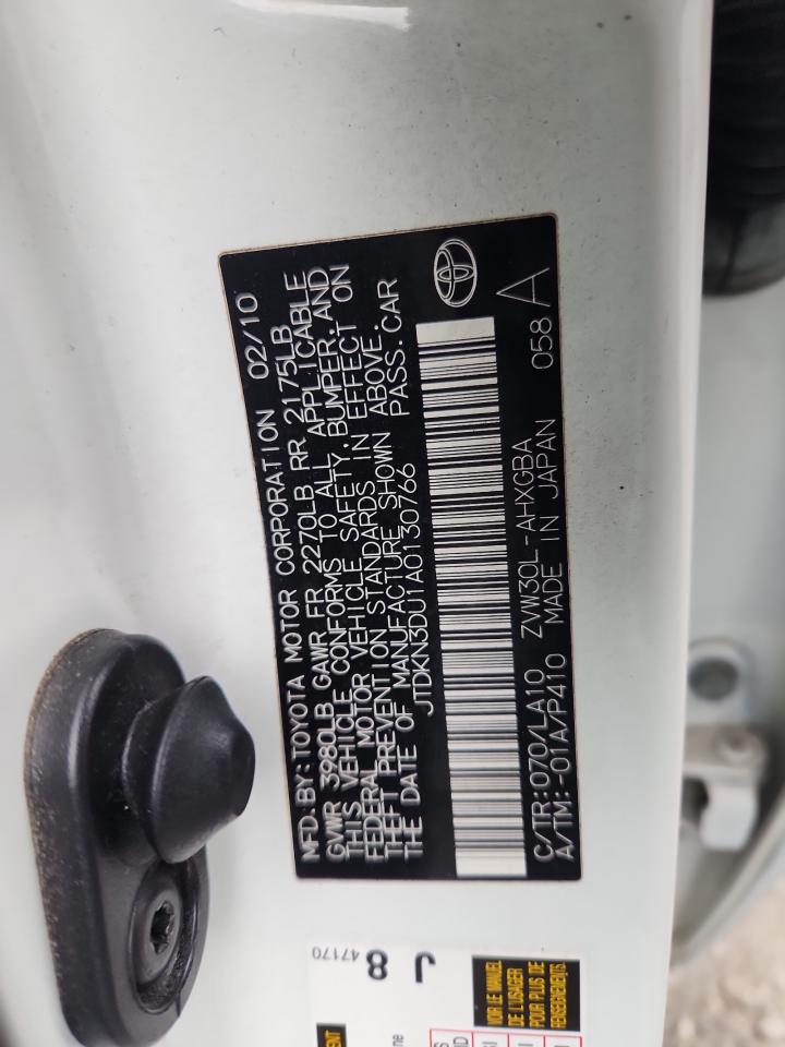 2010 Toyota Prius VIN: JTDKN3DU1A0130766 Lot: 86072885