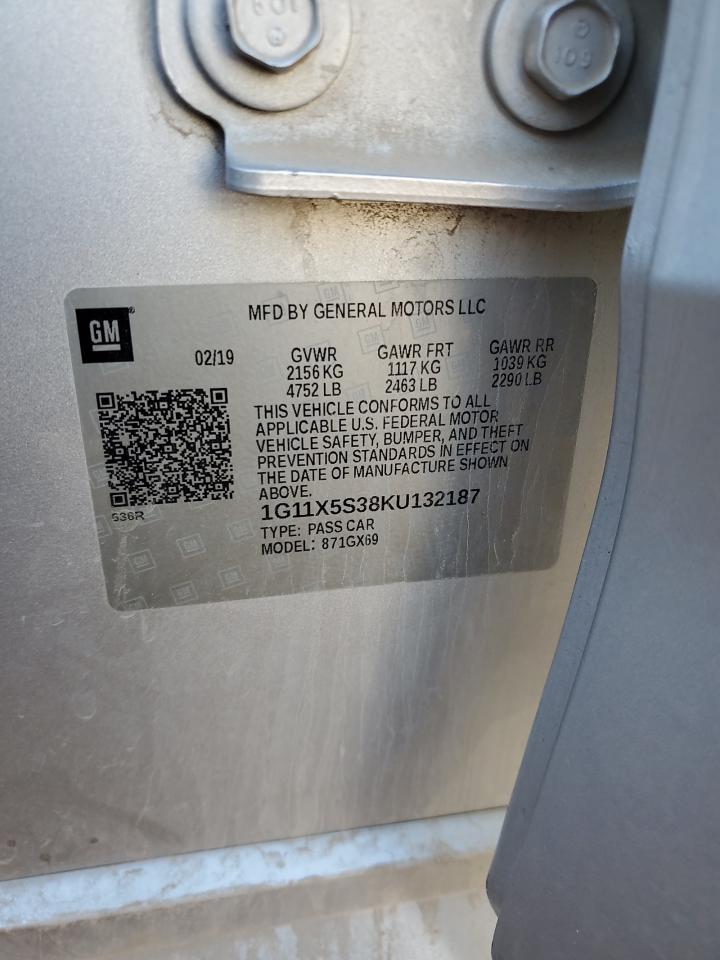 2019 Chevrolet Impala Ls VIN: 1G11X5S38KU132187 Lot: 87074155