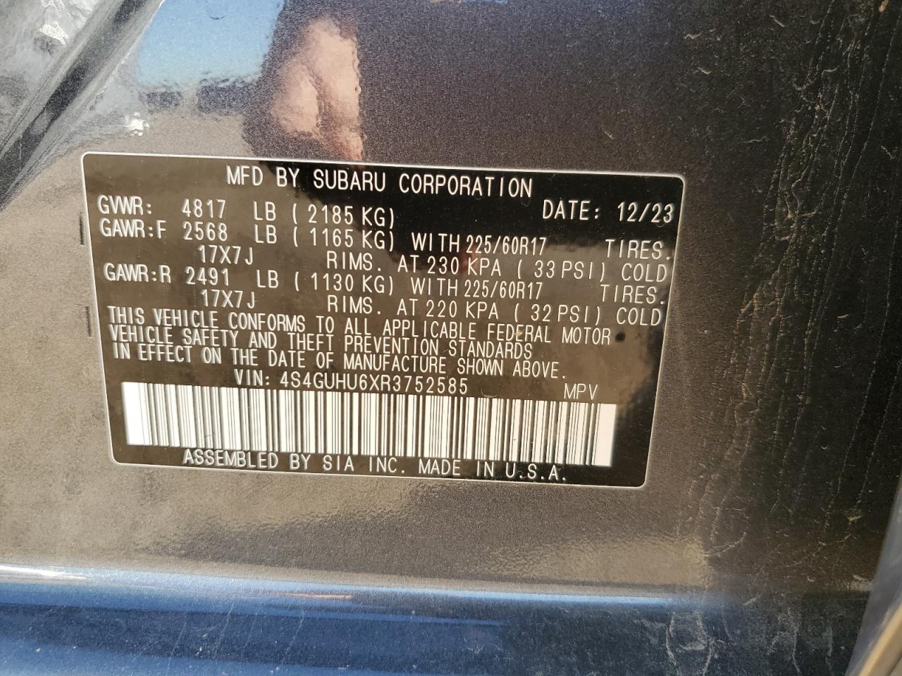 2024 Subaru Crosstrek Wilderness VIN: 4S4GUHU6XR3752585 Lot: 84783435