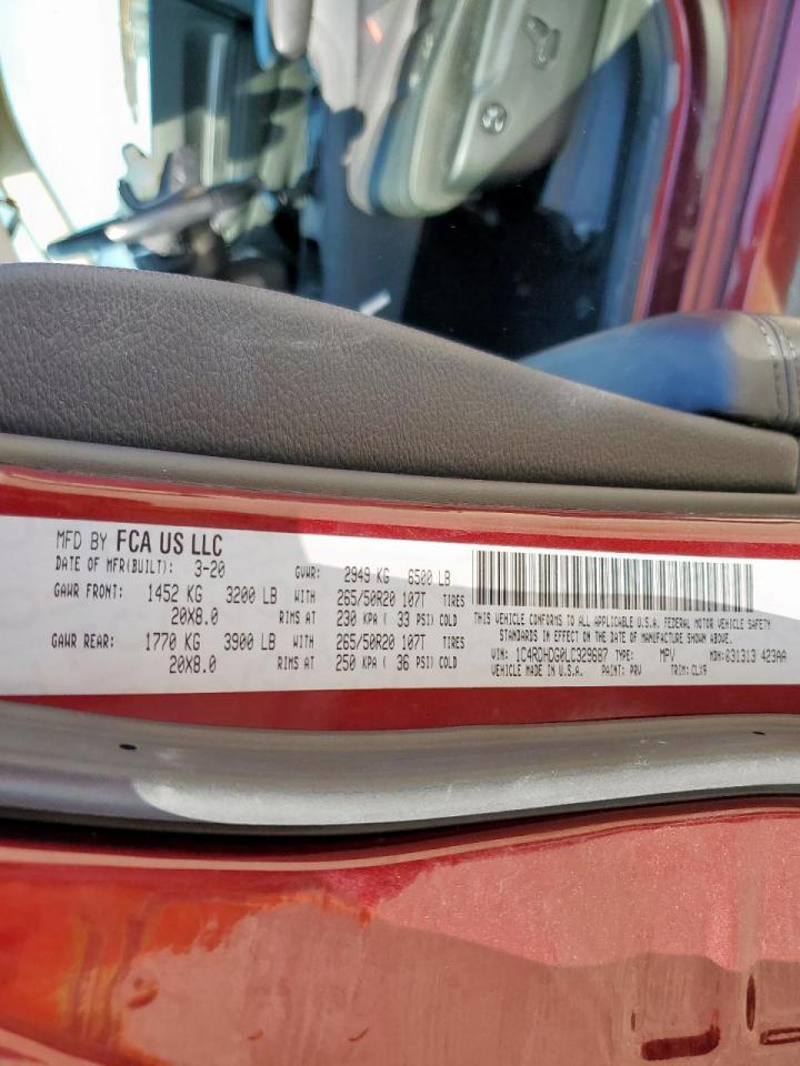 2020 Dodge Durango Gt VIN: 1C4RDHDG0LC329687 Lot: 86340415