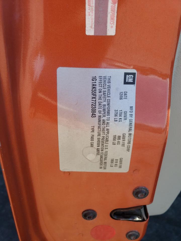 2007 Chevrolet Cobalt Ls VIN: 1G1AK55FX77230843 Lot: 86823535