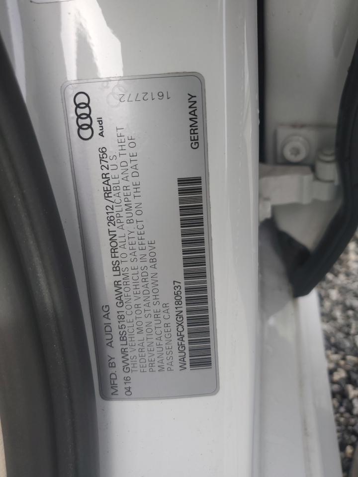 2016 Audi A6 Premium Plus VIN: WAUGFAFCXGN180537 Lot: 89467005