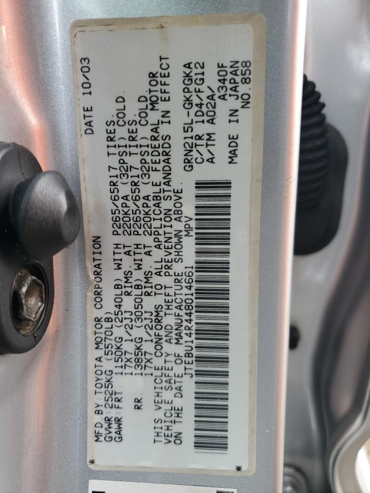 2004 Toyota 4Runner Sr5 VIN: JTEBU14R448014661 Lot: 85359715