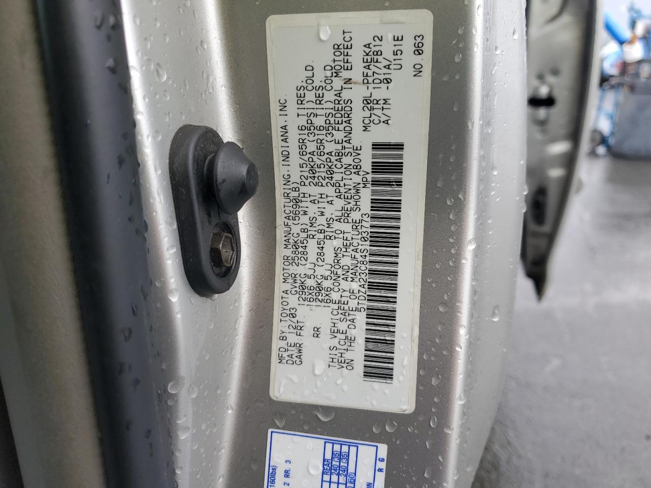2004 Toyota Sienna Ce VIN: 5TDZA23C84S103773 Lot: 86294765
