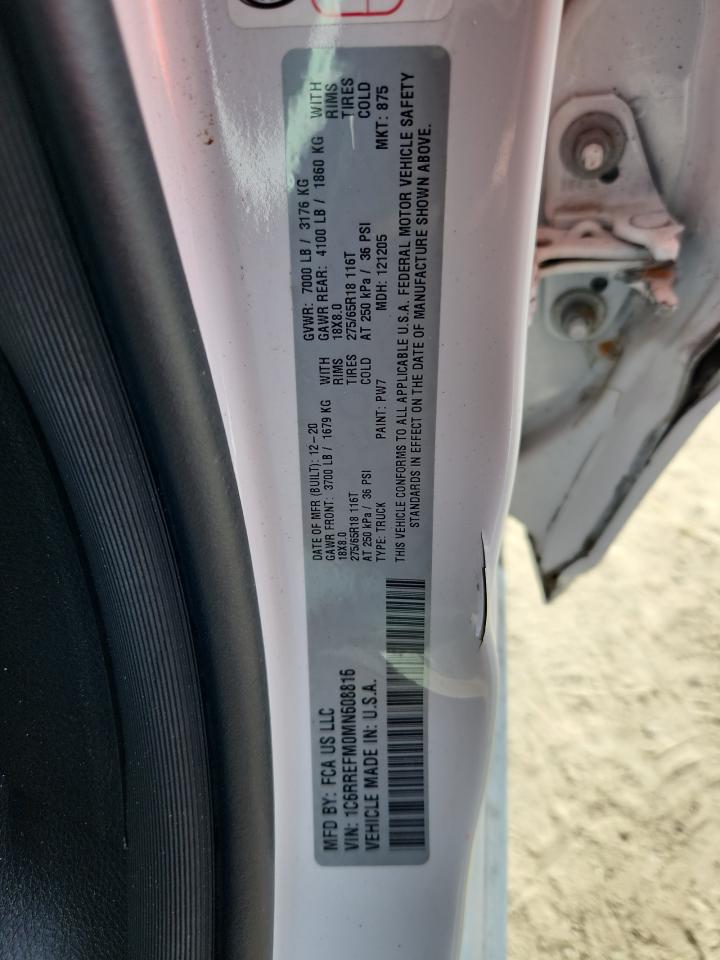 2021 Ram 1500 Big Horn/Lone Star VIN: 1C6RREFM0MN608816 Lot: 85852325