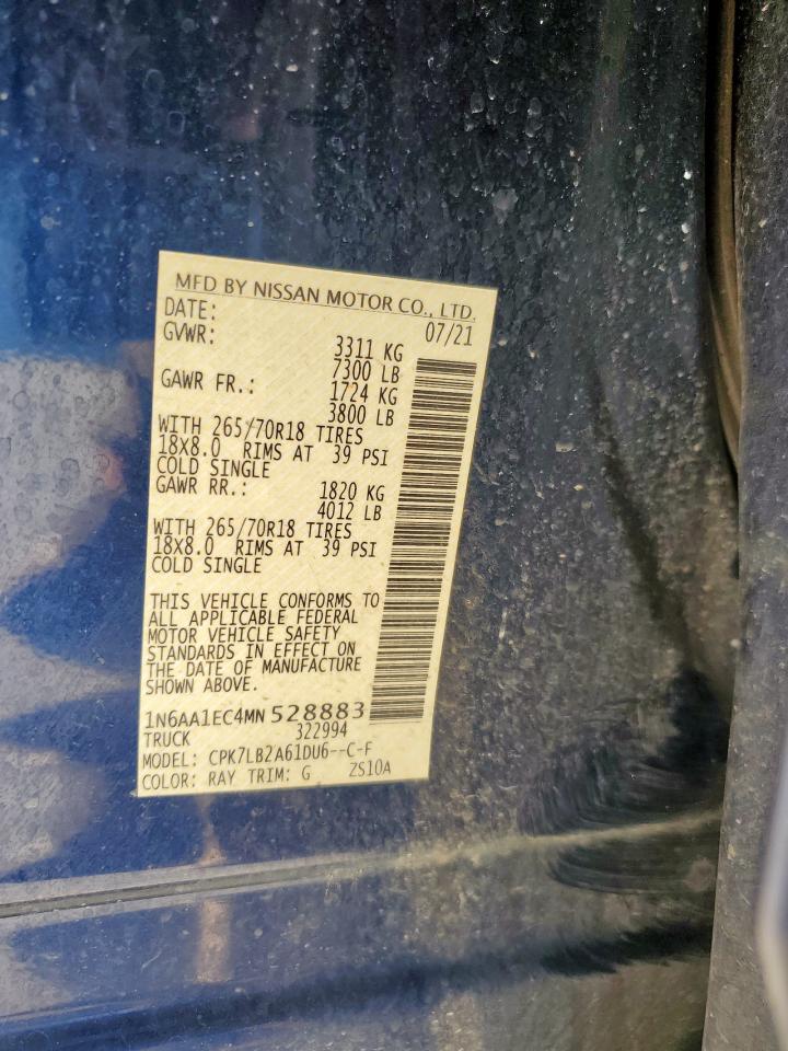 2021 Nissan Titan S VIN: 1N6AA1EC4MN528883 Lot: 90504705