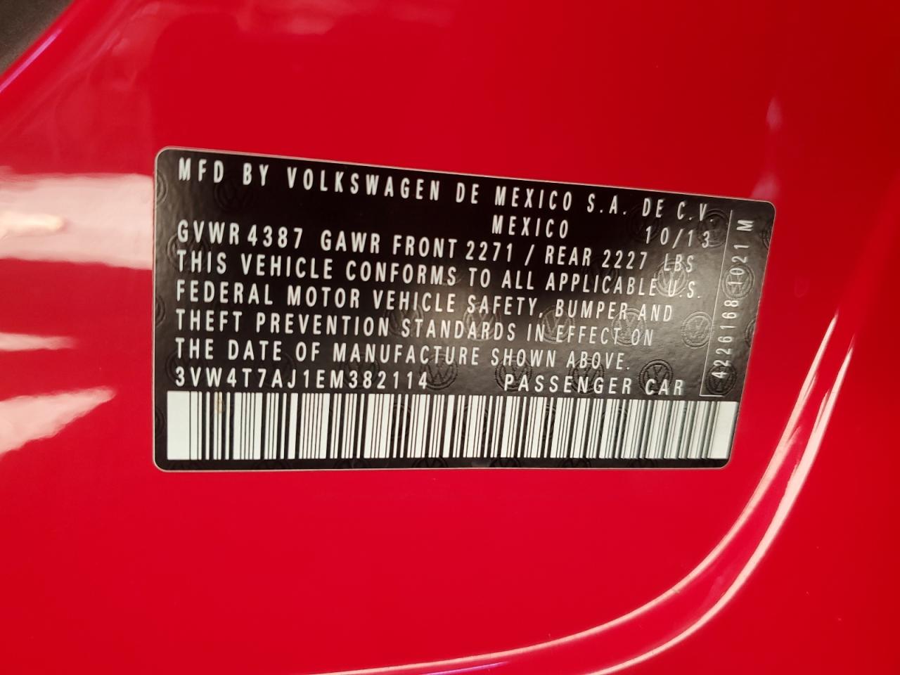 2014 Volkswagen Jetta Gli VIN: 3VW4T7AJ1EM382114 Lot: 84260175