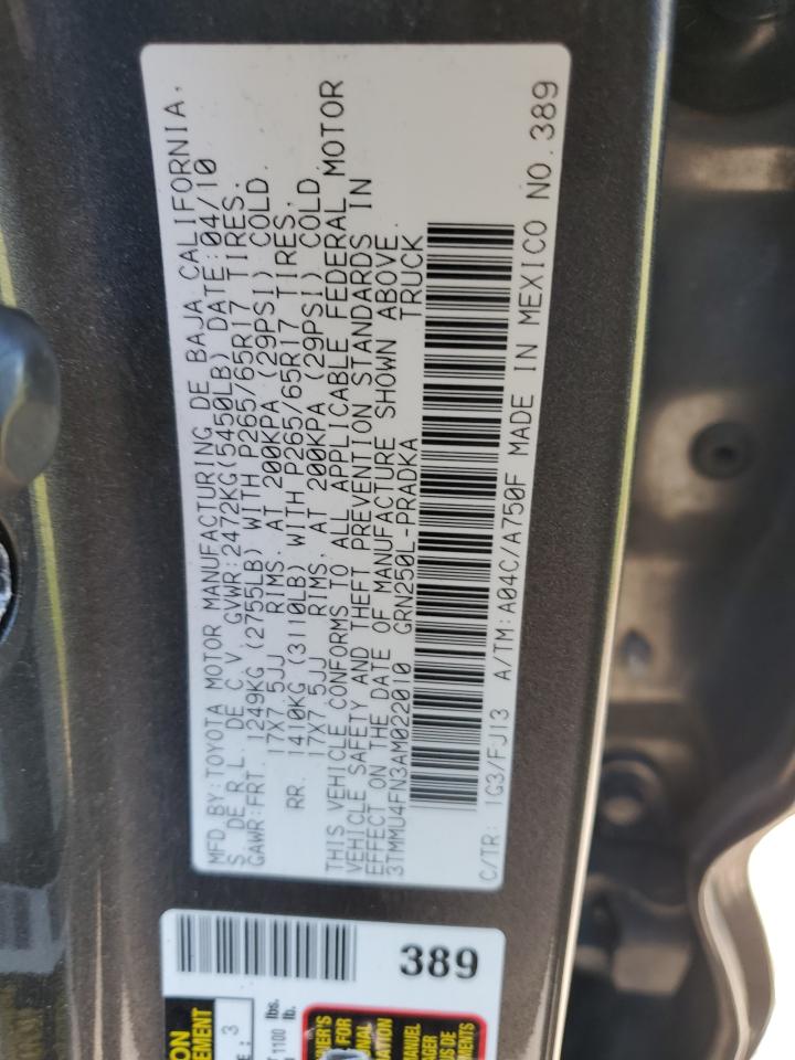 2010 Toyota Tacoma Double Cab Long Bed VIN: 3TMMU4FN3AM022010 Lot: 86302375