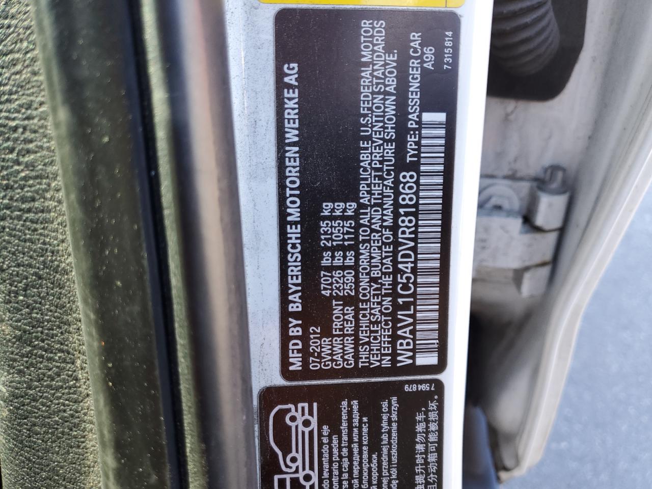 2013 BMW X1 xDrive28I VIN: WBAVL1C54DVR81868 Lot: 84728625