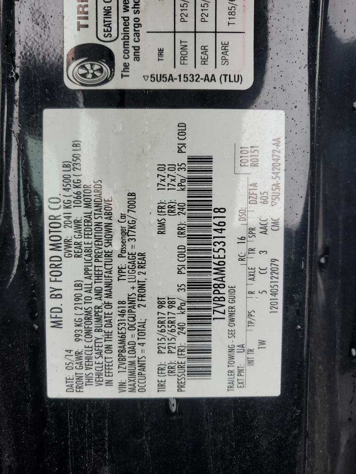 2014 Ford Mustang VIN: 1ZVBP8AM6E5314618 Lot: 85578705