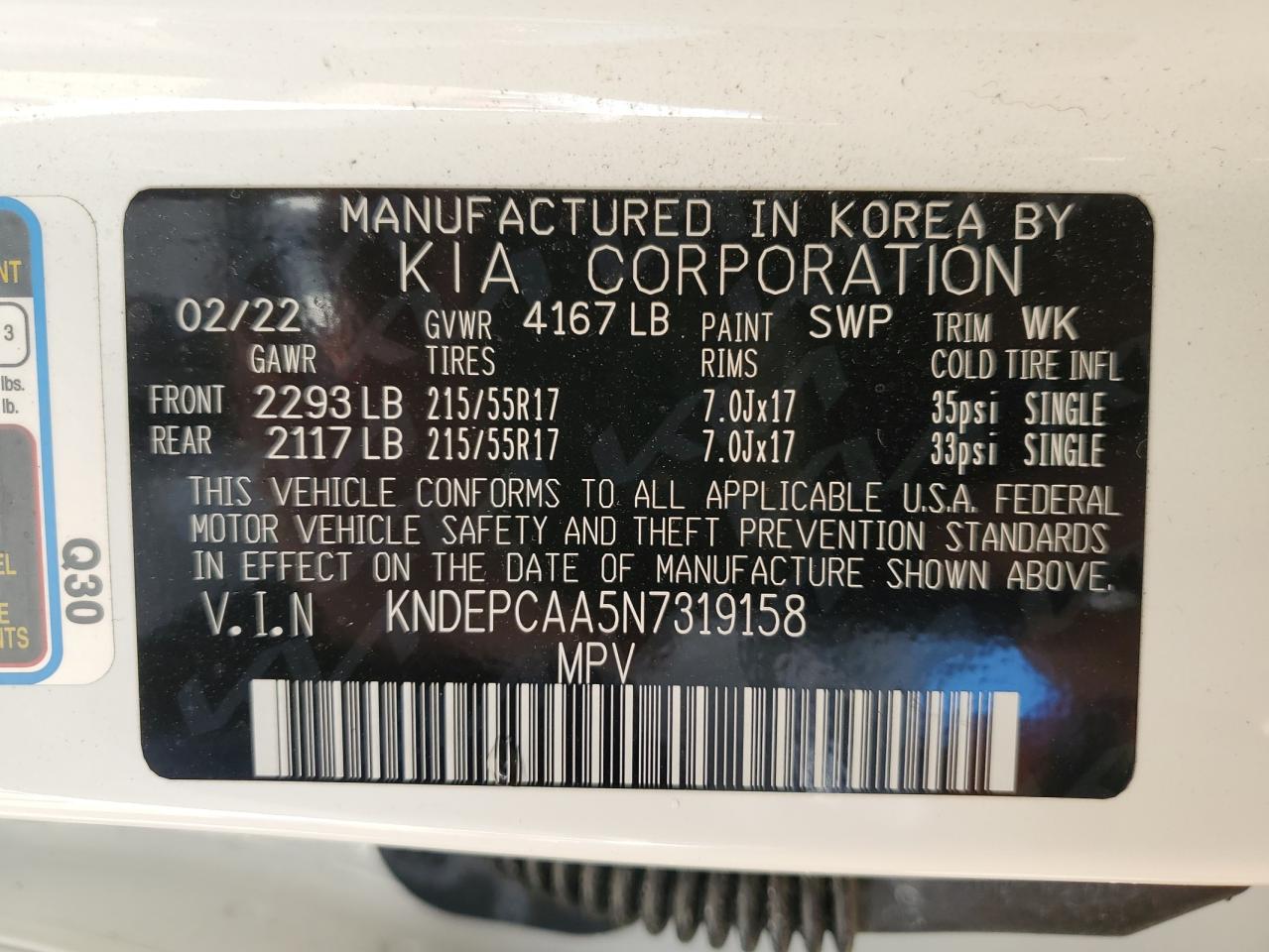 2022 Kia Seltos Lx VIN: KNDEPCAA5N7319158 Lot: 90588185