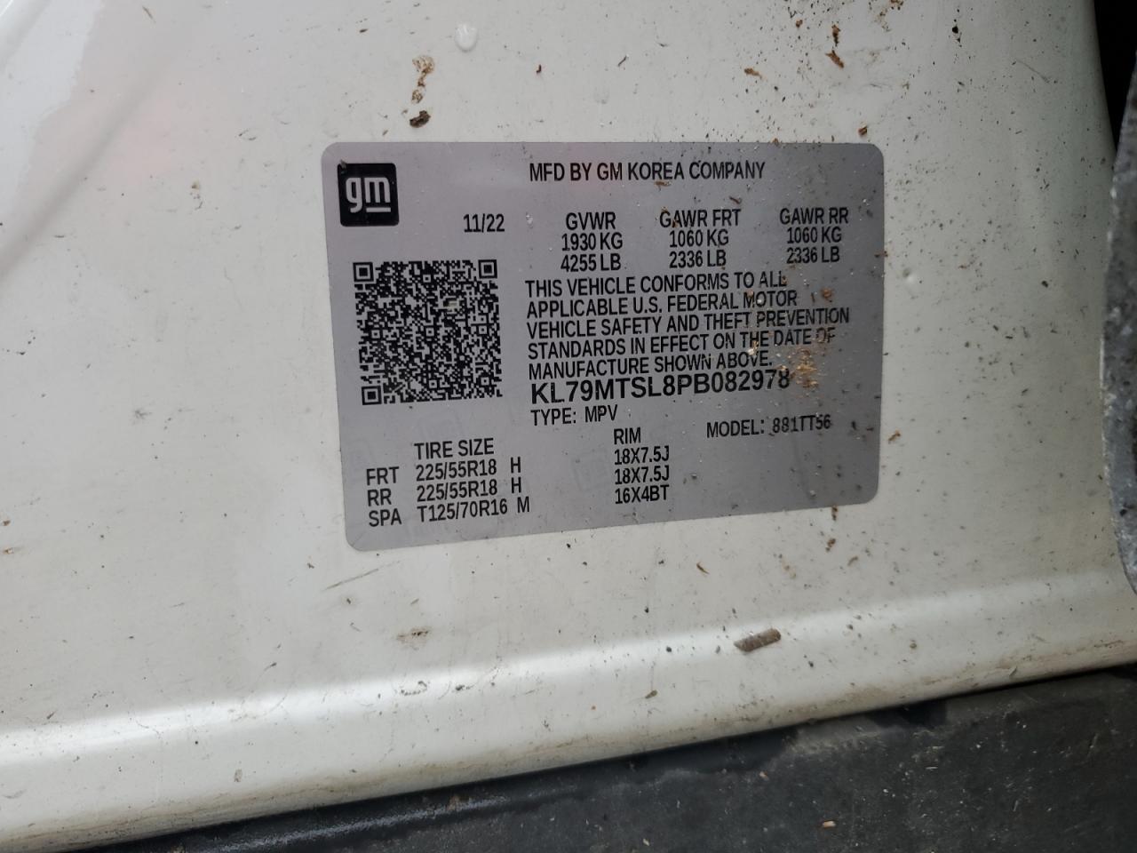 2023 Chevrolet Trailblazer Rs VIN: KL79MTSL8PB082978 Lot: 90075025