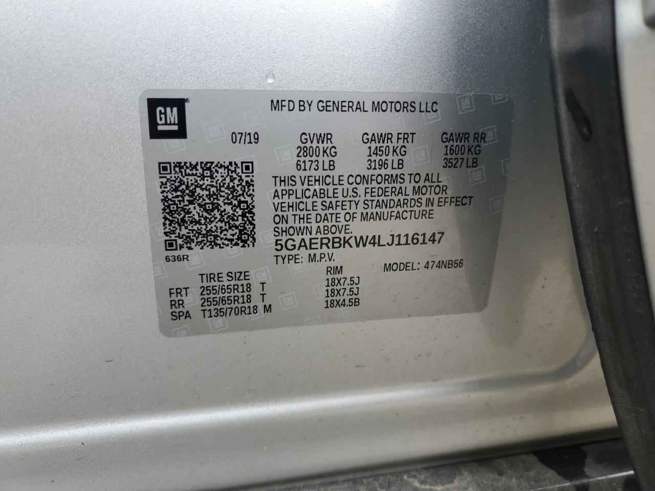 2020 Buick Enclave Essence VIN: 5GAERBKW4LJ116147 Lot: 90018365