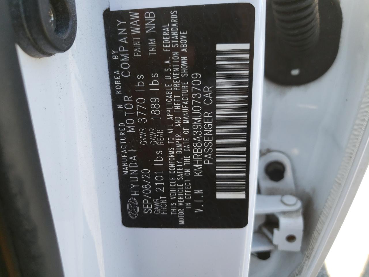 2021 Hyundai Venue Se VIN: KMHRB8A39MU073709 Lot: 82390575