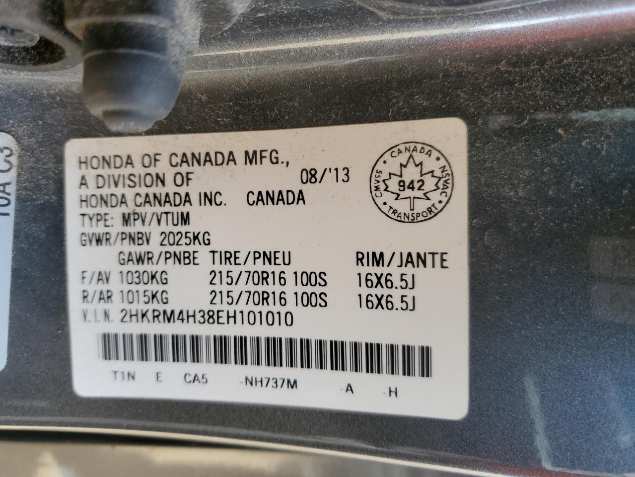 2014 Honda Cr-V Lx VIN: 2HKRM4H38EH101010 Lot: 84933285