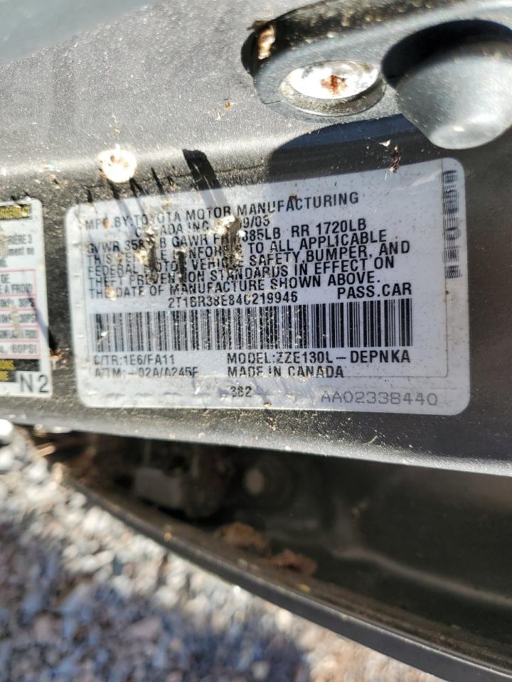 2004 Toyota Corolla Ce VIN: 2T1BR38E84C219946 Lot: 85918755