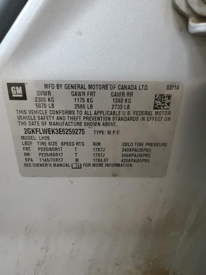 2014 GMC Terrain Sle VIN: 2GKFLWEK3E6259275 Lot: 84896215