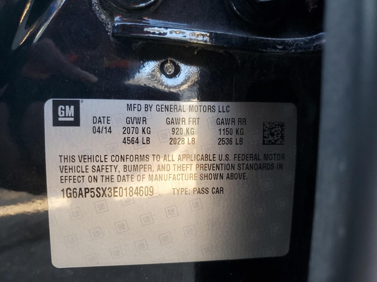 2014 Cadillac Cts VIN: 1G6AP5SX3E0184609 Lot: 82615005