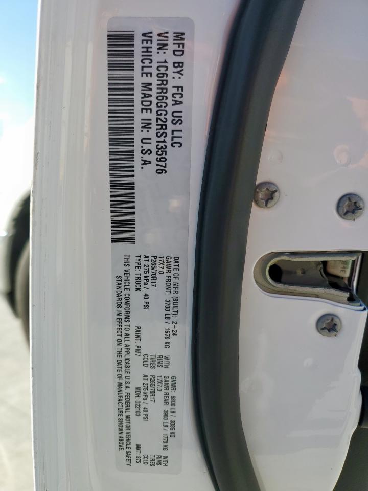 2024 Ram 1500 Classic Slt VIN: 1C6RR6GG2RS135976 Lot: 85523785