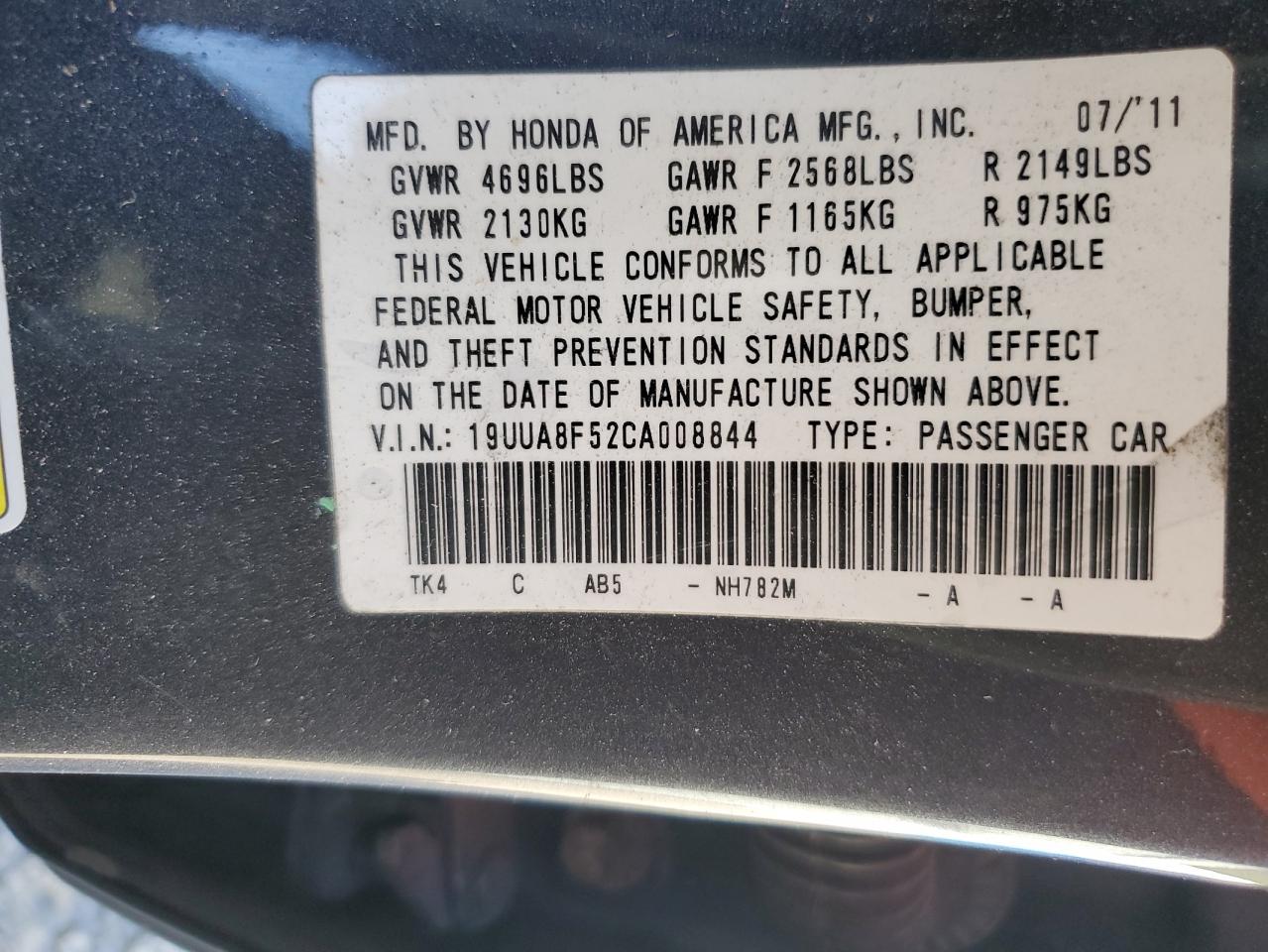 2012 Acura Tl VIN: 19UUA8F52CA008844 Lot: 82688195