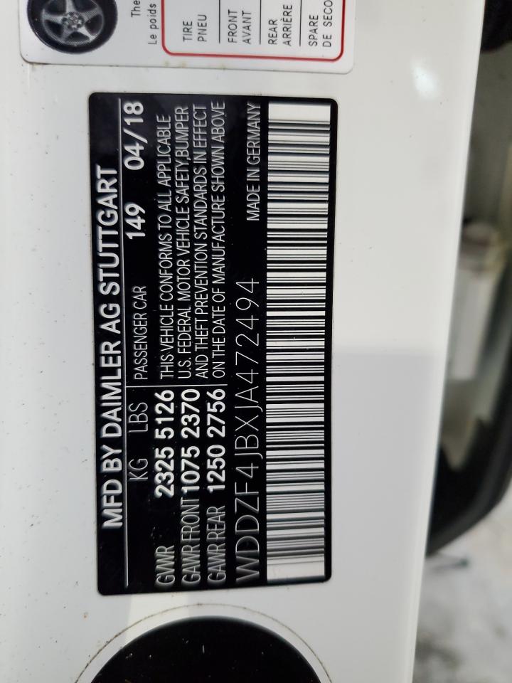 2018 Mercedes-Benz E 300 VIN: WDDZF4JBXJA472494 Lot: 85339485